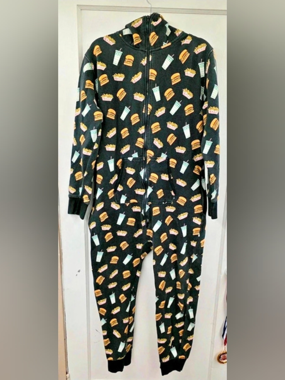 In-N-Out Burger Adult Onesie Jumpsuit Hooded Pajamas Black Size L